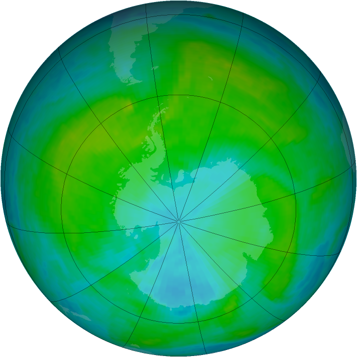 Antarctic ozone map for 14 January 1987
